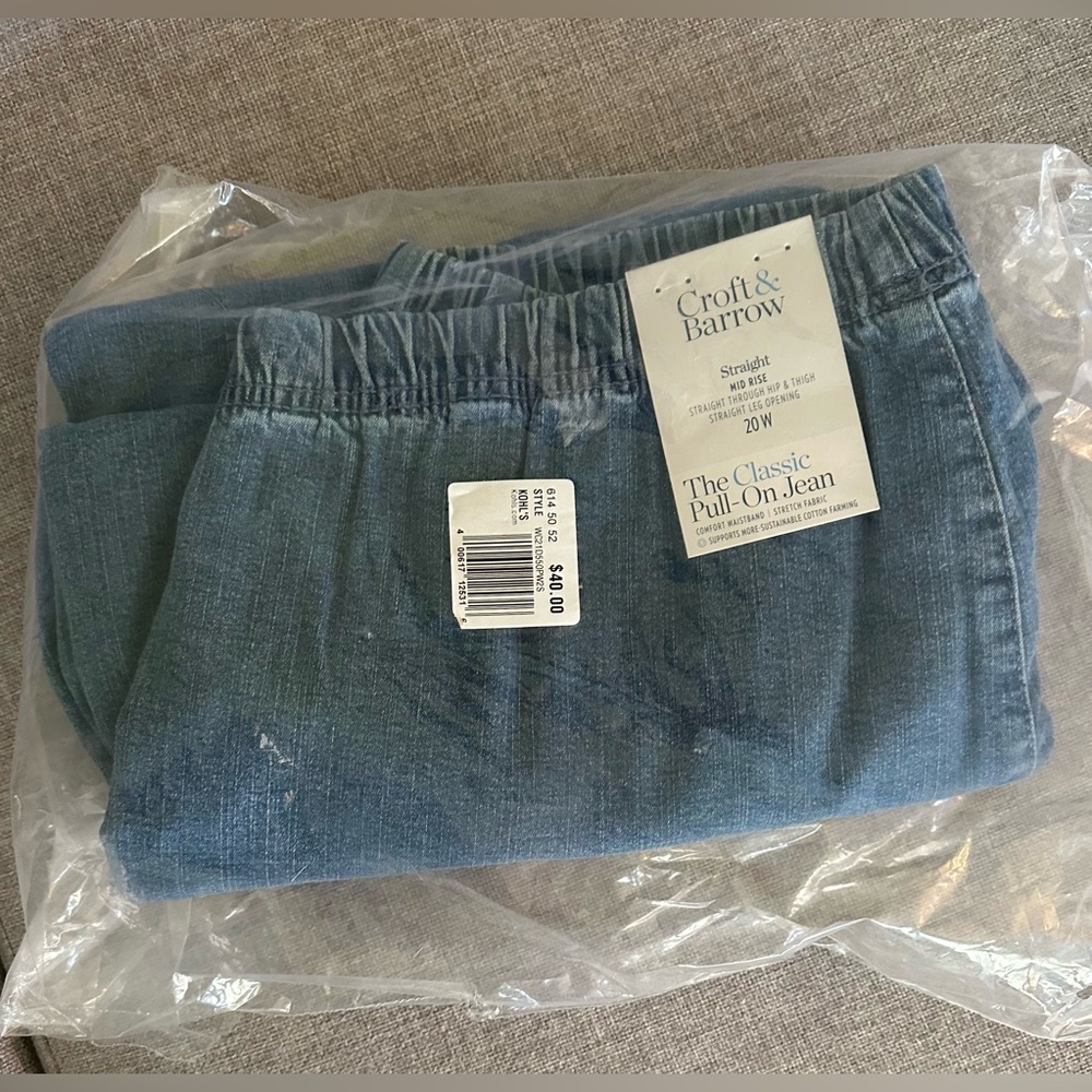 NEW Croft & Barrow Classic Blue Pull-On Jeans - Picture 2 of 2